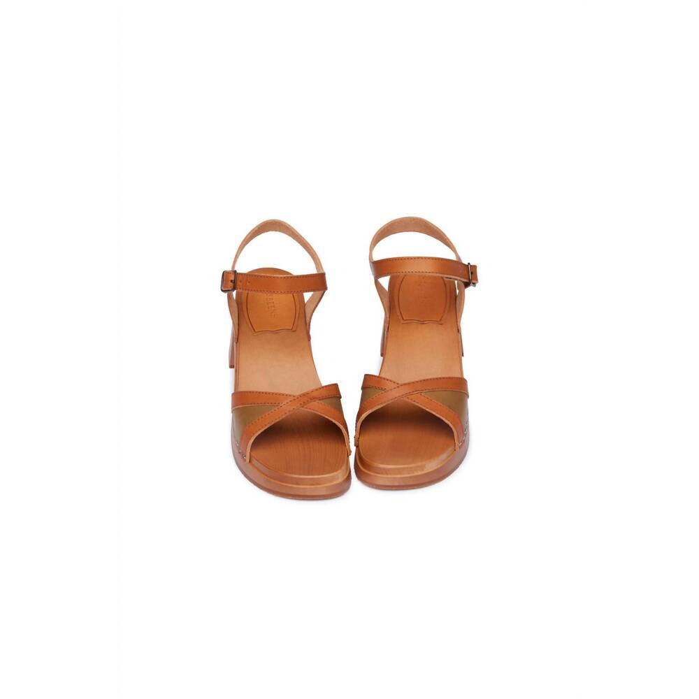NEW SWEDISH HASBEENS women's triangle high sandal in tabacco - Picture 2 of 2